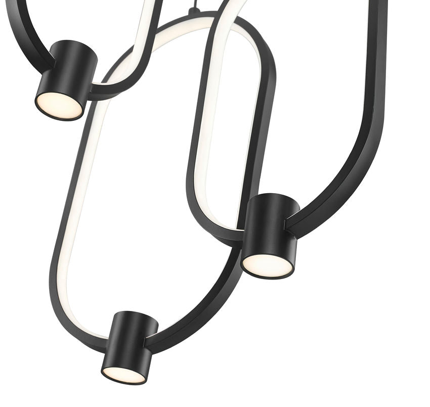 Z-Lite Saros 14" 1-Light LED-Integrated Matte Black Aluminum Frame White Silicone Shade Chandelier