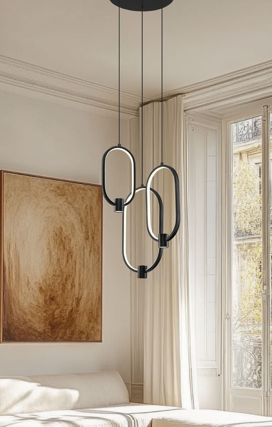 Z-Lite Saros 14" 1-Light LED-Integrated Matte Black Aluminum Frame White Silicone Shade Chandelier