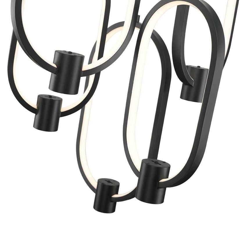 Z-Lite Saros 16" 5-Light LED-Integrated Matte Black Aluminum Frame White Silicone Shade Chandelier