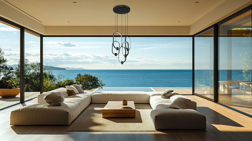 Z-Lite Saros 16" 5-Light LED-Integrated Matte Black Aluminum Frame White Silicone Shade Chandelier