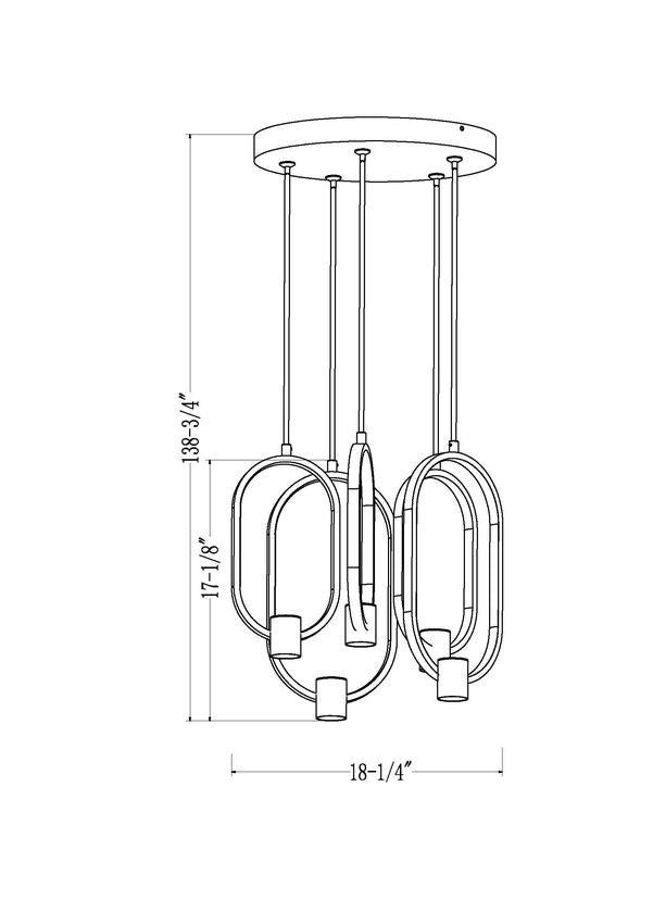 Z-Lite Saros 16" 5-Light LED-Integrated Matte Black Aluminum Frame White Silicone Shade Chandelier