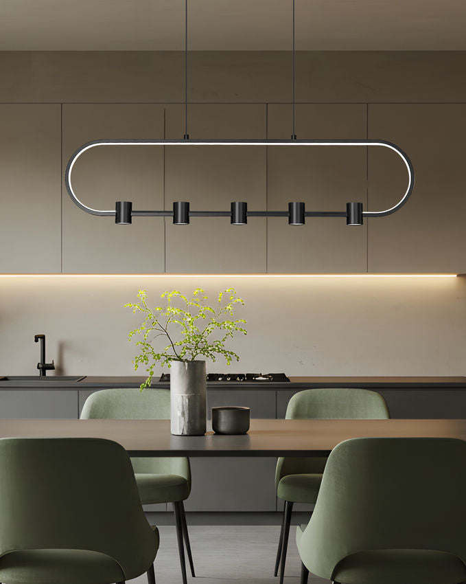 Z-Lite Saros 42" 5-Light LED-Integrated Matte Black Aluminum Frame White Silicone Shade Linear Chandelier