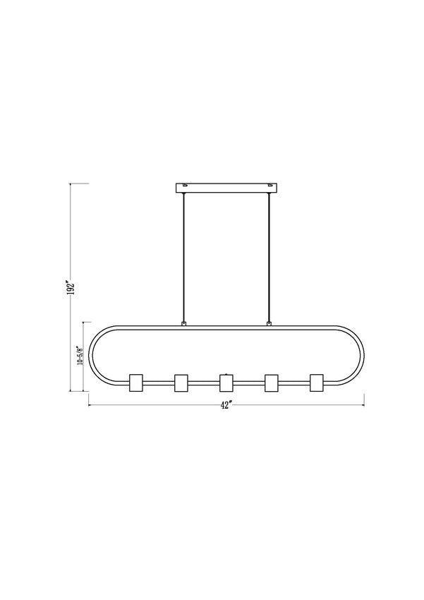 Z-Lite Saros 42" 5-Light LED-Integrated Matte Black Aluminum Frame White Silicone Shade Linear Chandelier