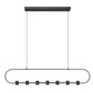 Z-Lite Saros 54" 7-Light LED-Integrated Matte Black Aluminum Frame White Silicone Shade Linear Chandelier