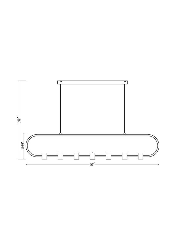 Z-Lite Saros 54" 7-Light LED-Integrated Matte Black Aluminum Frame White Silicone Shade Linear Chandelier