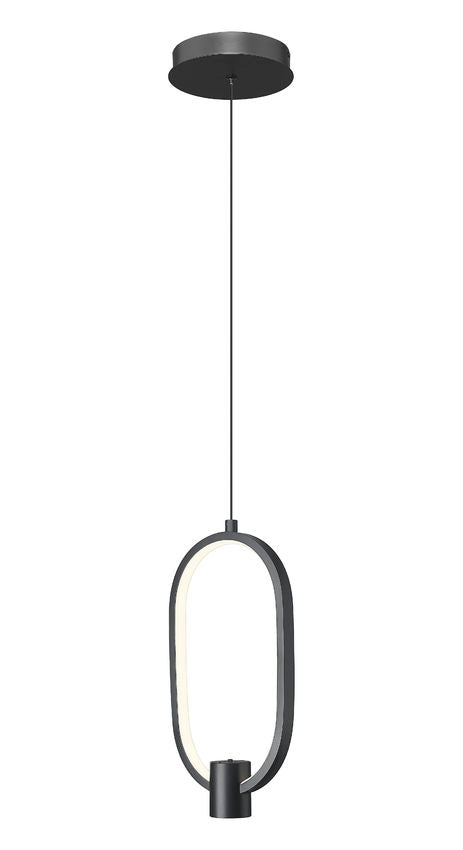 Z-Lite Saros 7" 1-Light LED-Integrated Matte Black Aluminum Frame White Silicone Shade Pendant Light
