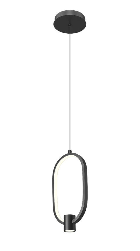 Z-Lite Saros 7" 1-Light LED-Integrated Matte Black Aluminum Frame White Silicone Shade Pendant Light