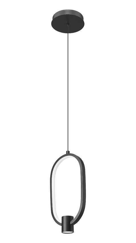 Z-Lite Saros 7" 1-Light LED-Integrated Matte Black Aluminum Frame White Silicone Shade Pendant Light