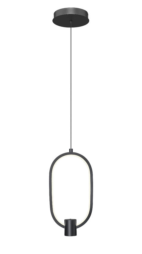Z-Lite Saros 7" 1-Light LED-Integrated Matte Black Aluminum Frame White Silicone Shade Pendant Light