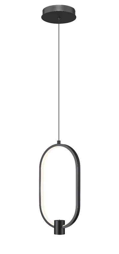 Z-Lite Saros 9" 1-Light LED-Integrated Matte Black Aluminum Frame White Silicone Shade Pendant Light
