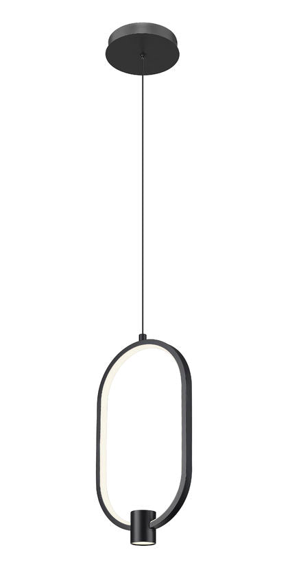 Z-Lite Saros 9" 1-Light LED-Integrated Matte Black Aluminum Frame White Silicone Shade Pendant Light