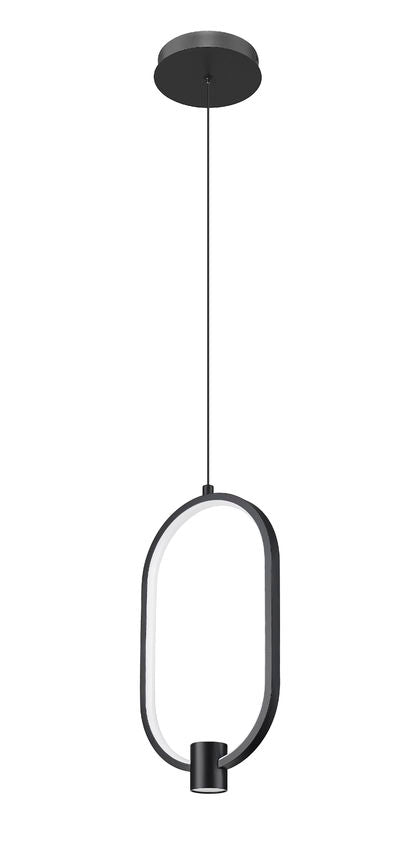 Z-Lite Saros 9" 1-Light LED-Integrated Matte Black Aluminum Frame White Silicone Shade Pendant Light