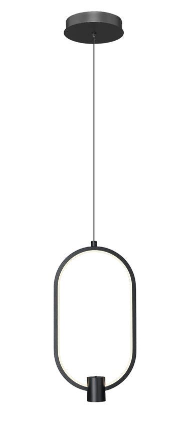 Z-Lite Saros 9" 1-Light LED-Integrated Matte Black Aluminum Frame White Silicone Shade Pendant Light