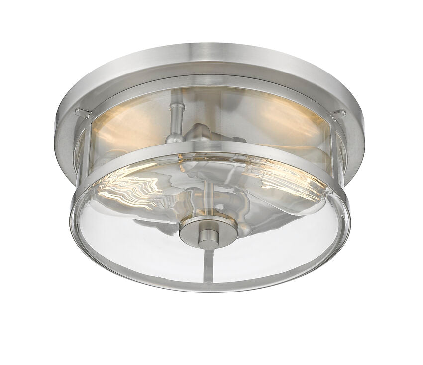 Z-Lite Savannah 11" 2-Light Brushed Nickel Flush Mount Lighting With Clear Glass Shade