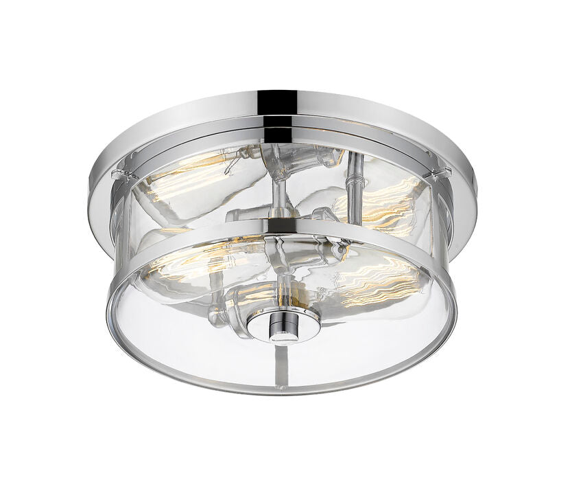 Z-Lite Savannah 11" 2-Light Chrome Flush Mount Lighting With Clear Glass Shade