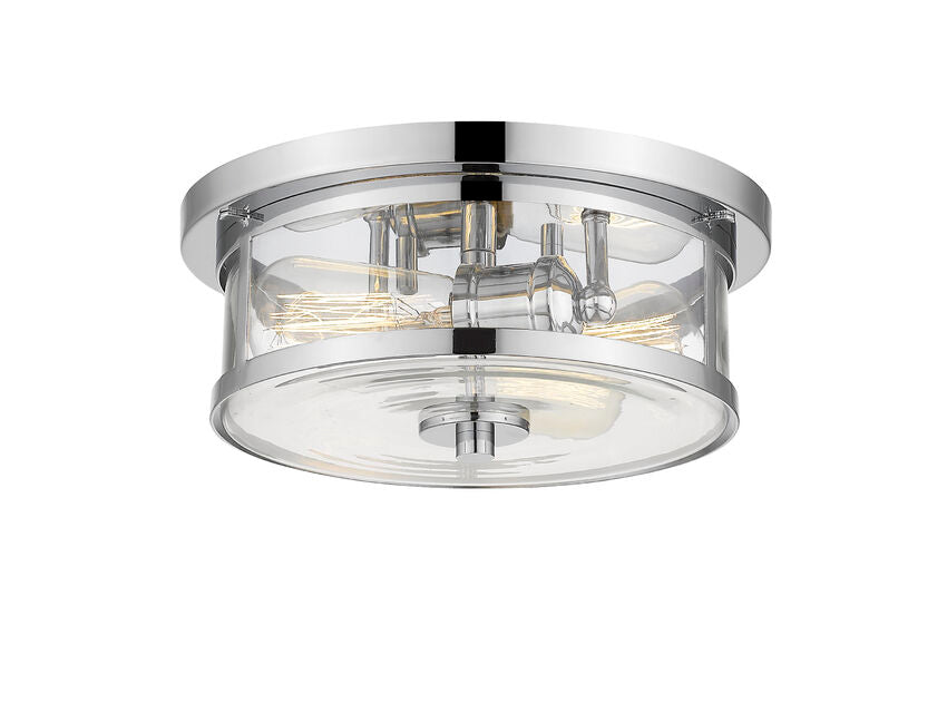 Z-Lite Savannah 11" 2-Light Chrome Flush Mount Lighting With Clear Glass Shade