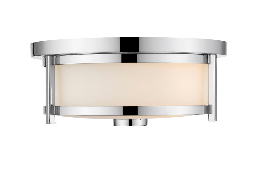 Z-Lite Savannah 11" 2-Light Chrome Flush Mount Lighting With Matte Opal Glass Shade