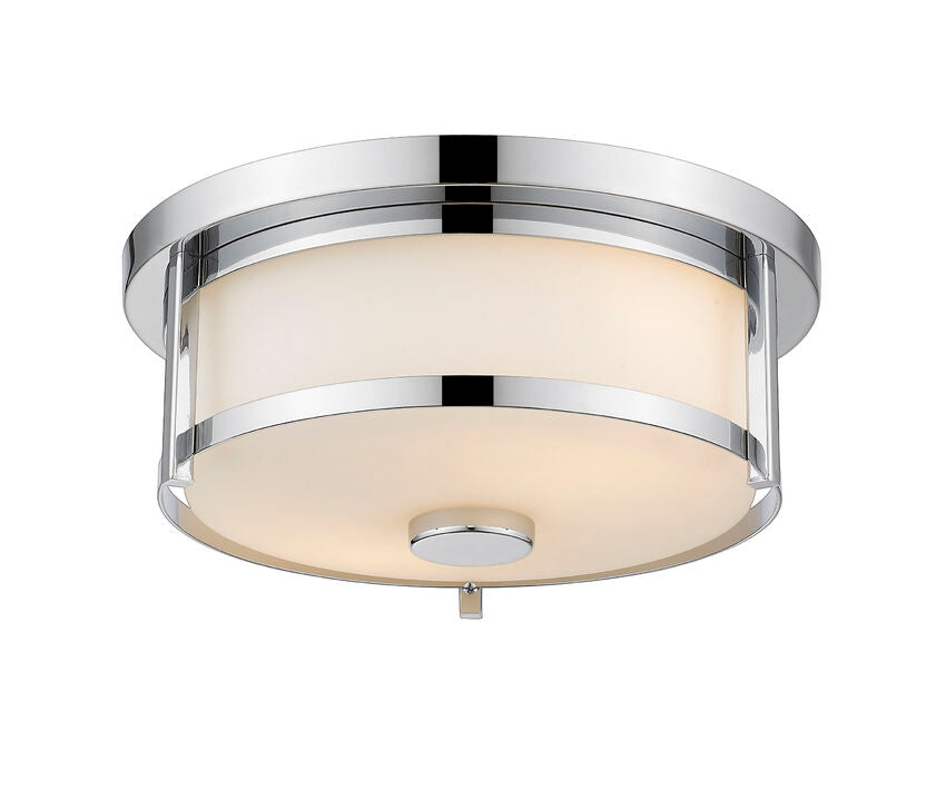 Z-Lite Savannah 11" 2-Light Chrome Flush Mount Lighting With Matte Opal Glass Shade