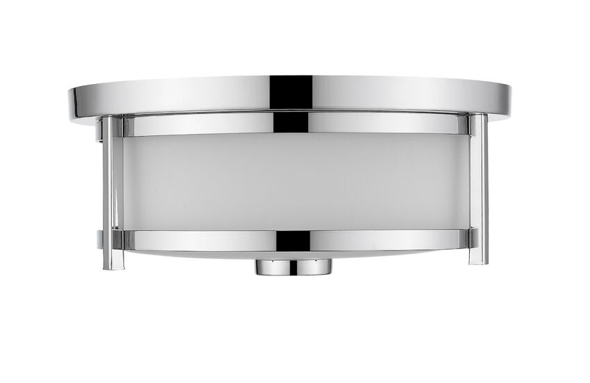 Z-Lite Savannah 11" 2-Light Chrome Flush Mount Lighting With Matte Opal Glass Shade