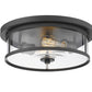 Z-Lite Savannah 14" 2-Light Bronze Flush Mount Lighting With Clear Glass Shade