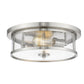 Z-Lite Savannah 14" 2-Light Brushed Nickel Flush Mount Lighting With Clear Glass Shade