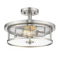 Z-Lite Savannah 14" 2-Light Brushed Nickel Semi Flush Mount With Clear Glass Shade