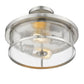 Z-Lite Savannah 14" 2-Light Brushed Nickel Semi Flush Mount With Clear Glass Shade