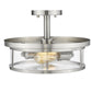 Z-Lite Savannah 14" 2-Light Brushed Nickel Semi Flush Mount With Clear Glass Shade