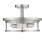 Z-Lite Savannah 14" 2-Light Brushed Nickel Semi Flush Mount With Clear Glass Shade