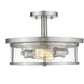 Z-Lite Savannah 14" 2-Light Brushed Nickel Semi Flush Mount With Clear Glass Shade