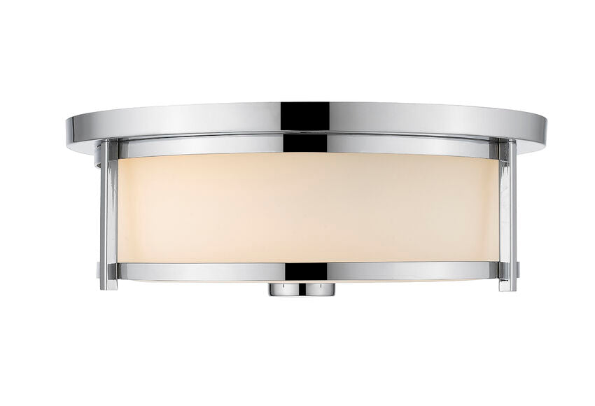 Z-Lite Savannah 14" 2-Light Chrome Flush Mount Lighting With Matte Opal Glass Shade