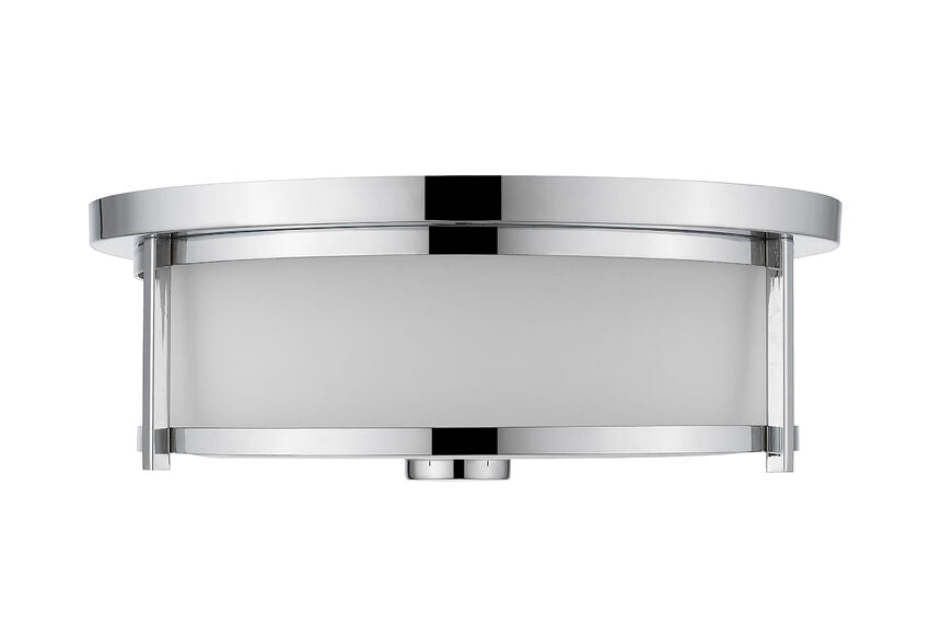 Z-Lite Savannah 14" 2-Light Chrome Flush Mount Lighting With Matte Opal Glass Shade