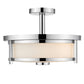 Z-Lite Savannah 14" 2-Light Chrome Semi Flush Mount With Matte Opal Glass Shade