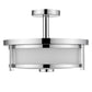 Z-Lite Savannah 14" 2-Light Chrome Semi Flush Mount With Matte Opal Glass Shade