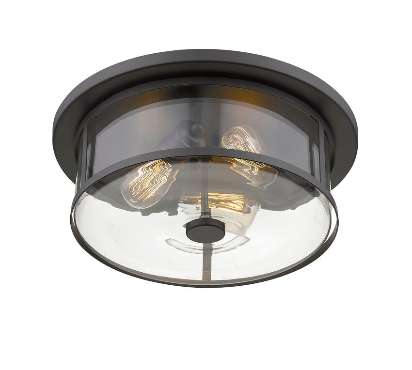 Z-Lite Savannah 16" 3-Light Bronze Flush Mount Lighting With Clear Glass Shade