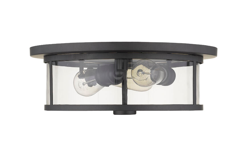 Z-Lite Savannah 16" 3-Light Bronze Flush Mount Lighting With Clear Glass Shade