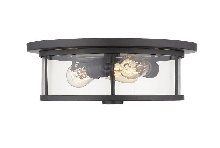 Z-Lite Savannah 16" 3-Light Bronze Flush Mount Lighting With Clear Glass Shade