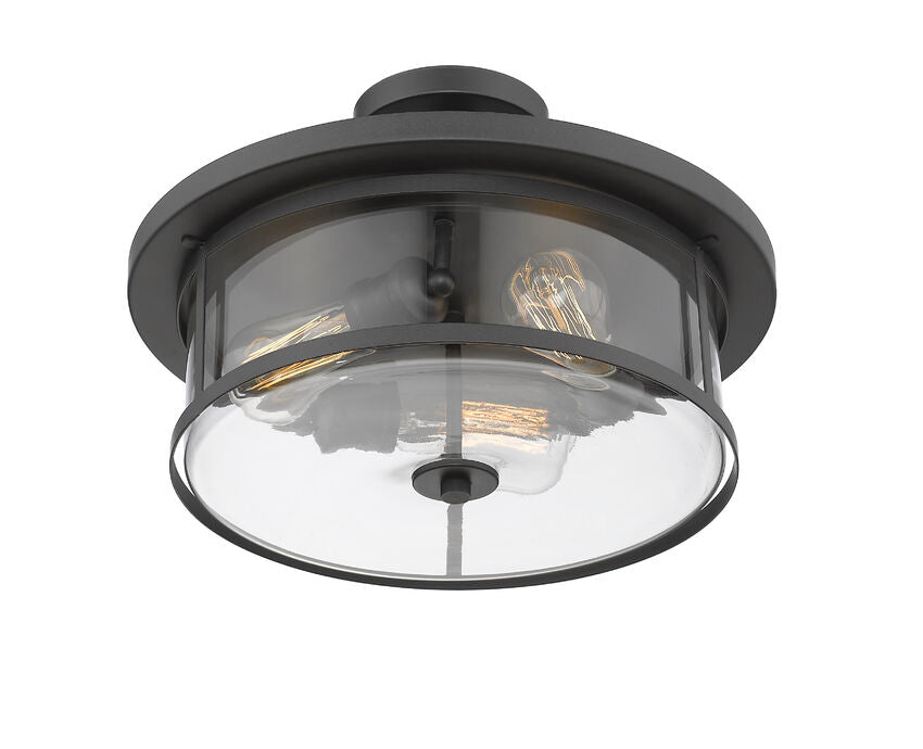 Z-Lite Savannah 16" 3-Light Bronze Semi Flush Mount With Clear Glass Shade