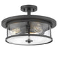 Z-Lite Savannah 16" 3-Light Bronze Semi Flush Mount With Clear Glass Shade