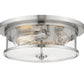 Z-Lite Savannah 16" 3-Light Brushed Nickel Flush Mount Lighting With Clear Glass Shade