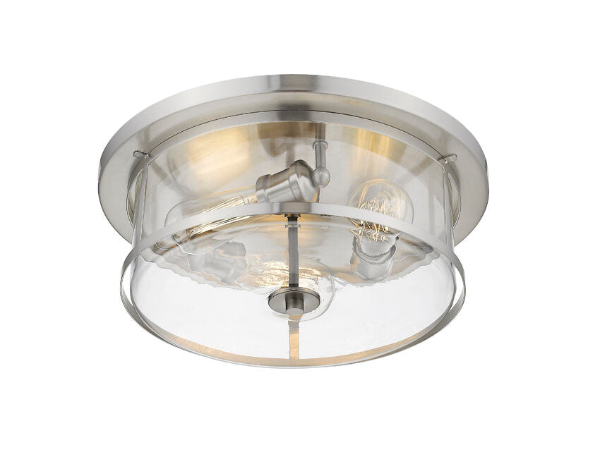 Z-Lite Savannah 16" 3-Light Brushed Nickel Flush Mount Lighting With Clear Glass Shade