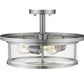 Z-Lite Savannah 16" 3-Light Brushed Nickel Semi Flush Mount With Clear Glass Shade