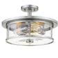 Z-Lite Savannah 16" 3-Light Brushed Nickel Semi Flush Mount With Clear Glass Shade