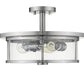 Z-Lite Savannah 16" 3-Light Brushed Nickel Semi Flush Mount With Clear Glass Shade