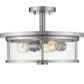 Z-Lite Savannah 16" 3-Light Brushed Nickel Semi Flush Mount With Clear Glass Shade