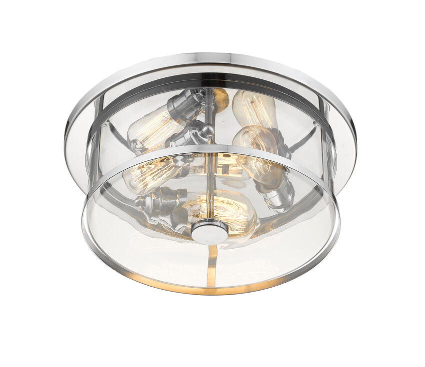 Z-Lite Savannah 16" 3-Light Chrome Flush Mount Lighting With Clear Glass Shade