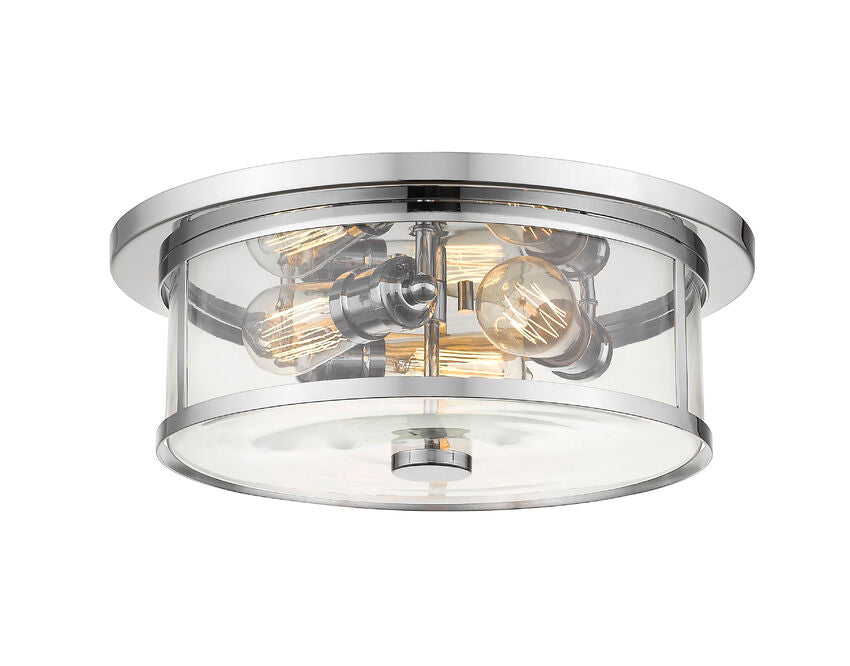 Z-Lite Savannah 16" 3-Light Chrome Flush Mount Lighting With Clear Glass Shade