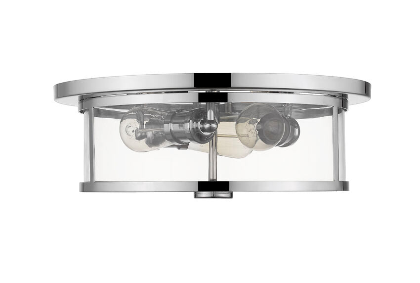 Z-Lite Savannah 16" 3-Light Chrome Flush Mount Lighting With Clear Glass Shade