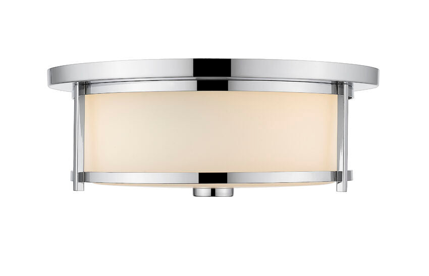 Z-Lite Savannah 16" 3-Light Chrome Flush Mount Lighting With Matte Opal Glass Shade