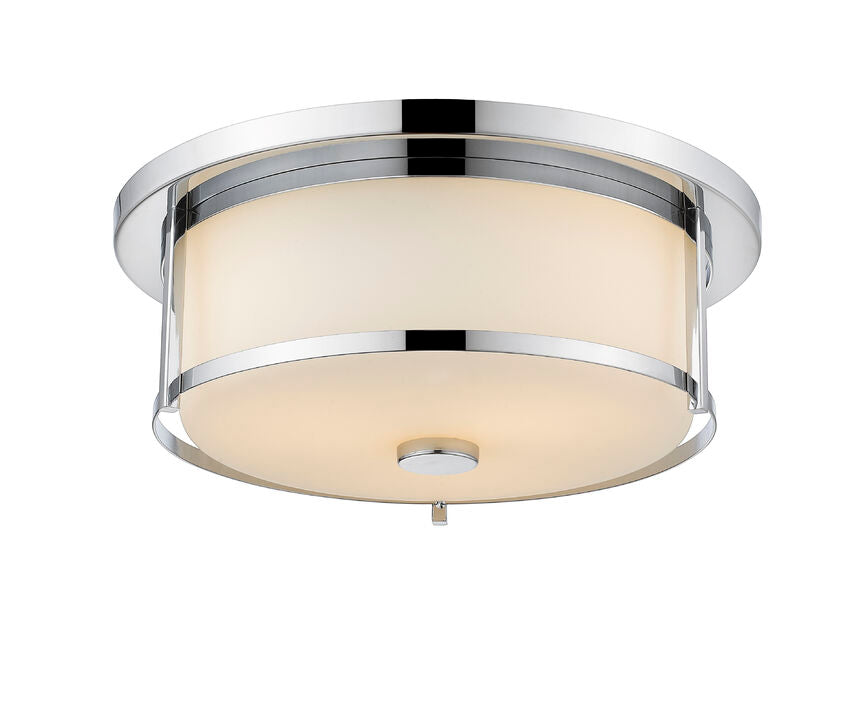 Z-Lite Savannah 16" 3-Light Chrome Flush Mount Lighting With Matte Opal Glass Shade